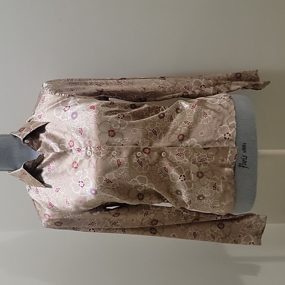 NWOT WOMEN'S ESCADA 100% SILK FLORAL cream long sleeve collar blouse size 36 - Picture 4 of 10